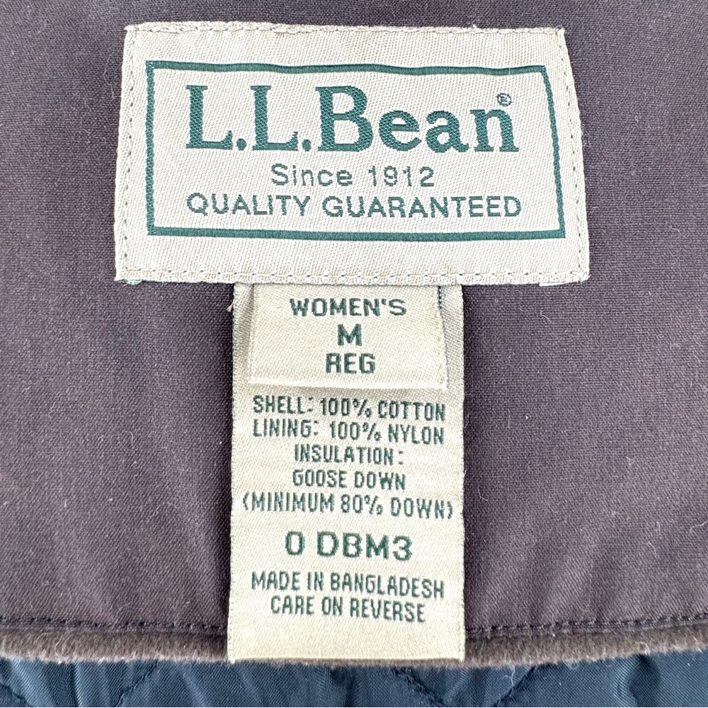 L.L.Bean Brown Quilted Waxed Cotton Goose Down Vest Size M - Picture 9 of 15
